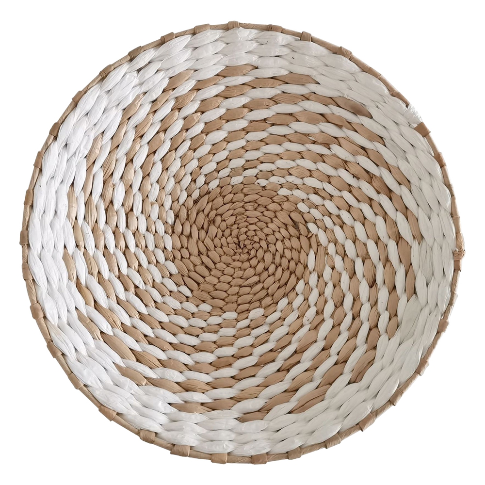 Woven Wall Basket Decor - Hanging Natural Wicker Seagrass Flat Basket, Round Boho Wall Basket Decor for Living Room or Bedroom, Unique Wall Art, Size